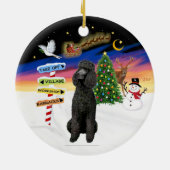 Xmas Signs - Zwart Standaard Poedel Keramisch Ornament (Achterkant)