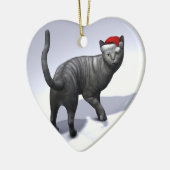 Xmas Silver Tabby Keramisch Ornament (Links)