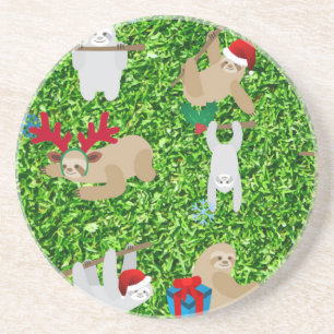 xmas sloth zandsteen onderzetter