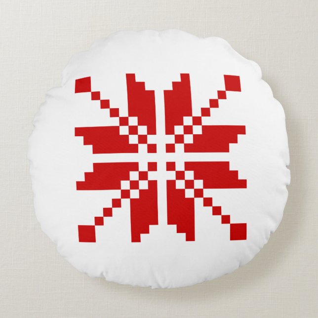 Xmas Snowflake-kerstpatroon Rond Kussen (Voorkant)