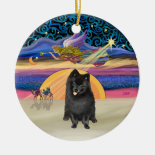 Xmas Star - Black Pomeranian Keramisch Ornament