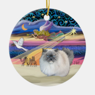 Xmas Star - Blauwe Rook Himalayaanse kat Keramisch Ornament