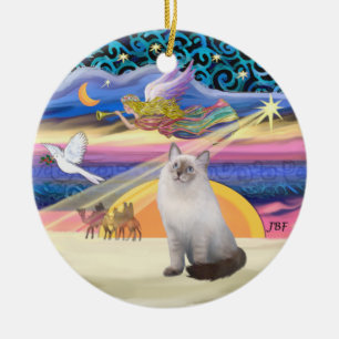 Xmas Star - Blue Cream Ragdoll kat Keramisch Ornament