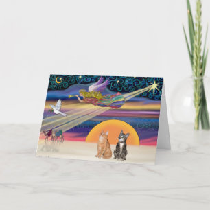 Xmas Star - Bruine en Oranje Tabby katten (twee) Feestdagen Kaart