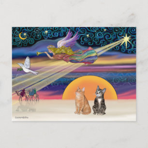 Xmas Star - Bruine en Oranje Tabby katten (twee) Feestdagenkaart