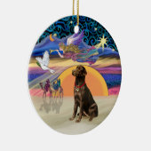 Xmas Star - Chocolate Labrador Keramisch Ornament (Rechts)