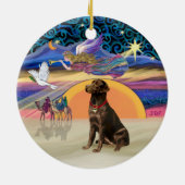 Xmas Star - Chocolate Labrador Keramisch Ornament (Achterkant)