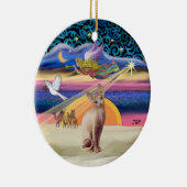 Xmas Star - Sphynx kat (fawn) Keramisch Ornament (Rechts)