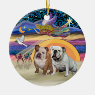 Xmas Star - Twee Engelse Bulldogs Keramisch Ornament