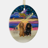 Xmas Star - Twee langharige teckels Keramisch Ornament (Rechts)