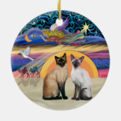 Xmas Star - Twee Siamese katten Keramisch Ornament (Achterkant)