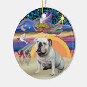 Xmas Star - Witte Engelse Bulldog Keramisch Ornament (Links)