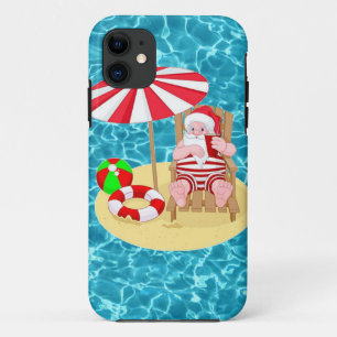 xmas strand santa claus iPhone 11 hoesje