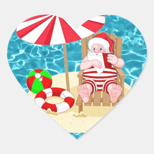 xmas strand santa claus hart sticker