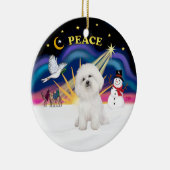 Xmas Sunrise - Bichon Frise 4 Keramisch Ornament (Rechts)