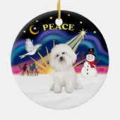 Xmas Sunrise - Bichon Frise 4 Keramisch Ornament (Achterkant)