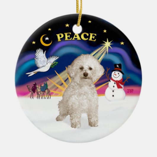 Xmas Sunrise - Bichon Frise 9 Keramisch Ornament (Voorkant)