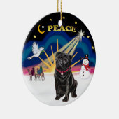 Xmas Sunrise - Black Pug Keramisch Ornament (Rechts)