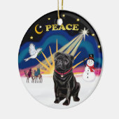 Xmas Sunrise - Black Pug Keramisch Ornament (Links)