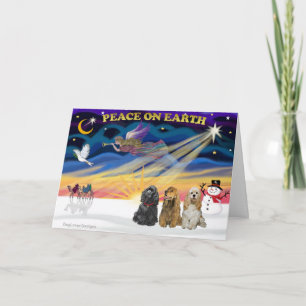 Xmas Sunrise - Drie Cocker Spaniels Feestdagen Kaart
