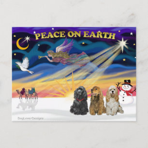 Xmas Sunrise - Drie Cocker Spaniels Feestdagenkaart