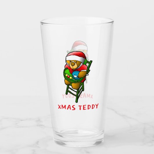 Xmas Teddy Bear Glas (Voorkant)