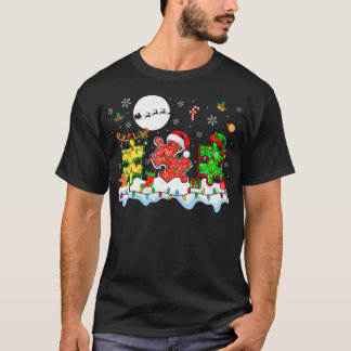 Xmas Three Santa Reindeer Elf Autism Awareness Puz T-shirt