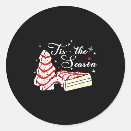 Xmas Tis' The Season Christmas Tree Cakes Debbie B Ronde Sticker (Voorkant)