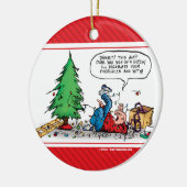Xmas Tree Fight Funny Cartoon Ornament (Links)