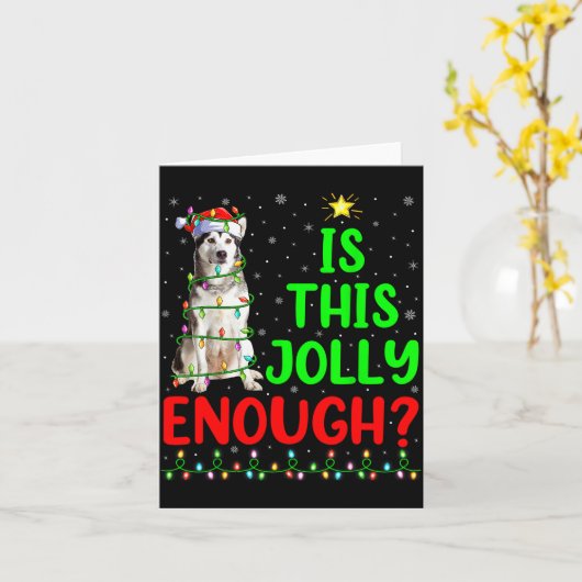 Xmas Tree Is This Jolly Enough Alaskan Malamute Ch Kaart (Gele Bloem)