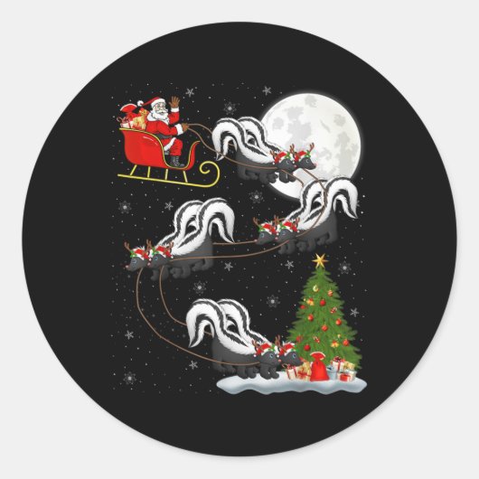 Xmas Tree Lighting Santa Riding Skunk Christmas T Ronde Sticker (Voorkant)