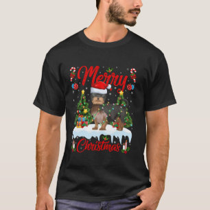 Xmas Tree Lighting Yorkshire Terrier Hond Vrolijk T-shirt