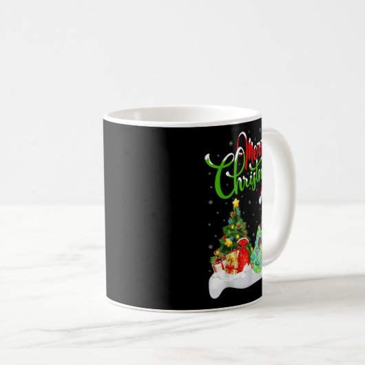 Xmas Tree Lights Santa Hat Musical Ukulele Guitar Koffiemok (Voorkant rechts)