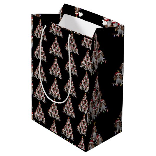 Xmas Tree Santa Cavalier King Charles Spaniel Dog  Medium Cadeauzakje (Achterkant Gekanteld)