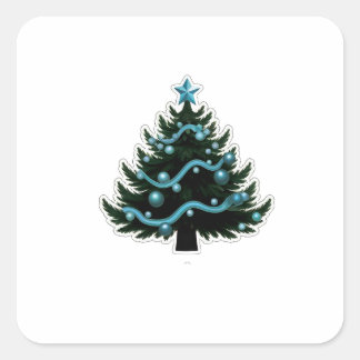 Xmas Tree Square Stickers