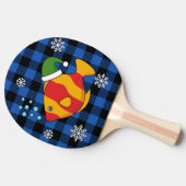 Xmas Tropische Vis Cartoon op Blauw Buffelpatroon Tafeltennisbatje (Zijkant)