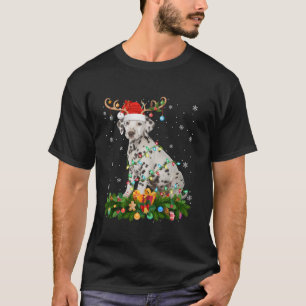 Xmas Verlichting Rendier Santa Hat Dalmatische Hon T-shirt