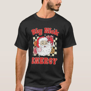Xmas Vintage Grote Nick Energie Santa Lelijke Kers T-shirt