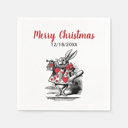 Xmas White Rabbit Trumpeter Alice in Wonderland Servetten (Voorkant)