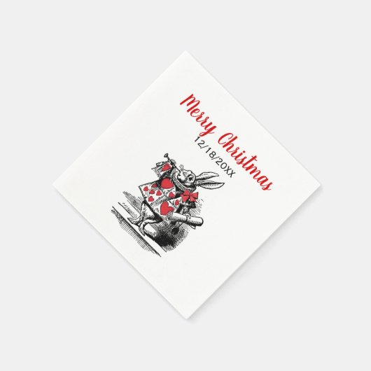 Xmas White Rabbit Trumpeter Alice in Wonderland Servetten (Hoek)