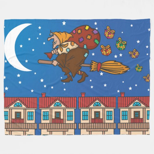 xmas Witch Befana blanket Fleece Deken (Voorkant (Horizontaal))