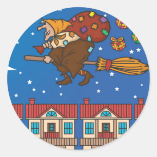 xmas witch Befana Ronde Sticker