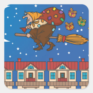 xmas witch Befana Vierkante Sticker