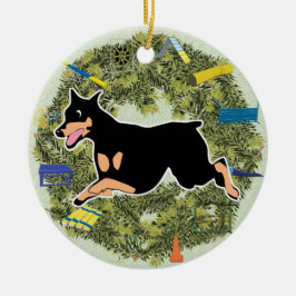 Xmas WreatAgility Doberman Keramisch Ornament