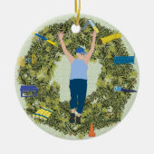 Xmas Wreate Agility Handler 2 Keramisch Ornament (Voorkant)