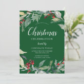 Xmas Wreath Corporate Green Christmas Party Kaart (Staand voorkant)