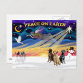 XmasSunrise-3 Labrador Retrievers Feestdagenkaart (Voorkant / Achterkant)