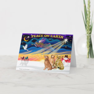 XmasSunrise-Three Golden Retrievers Feestdagen Kaart