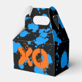 XO Graffiti Art Zwart en Blauw 90s Splatter Paint Bedankdoosjes (Voorkant Zijde)