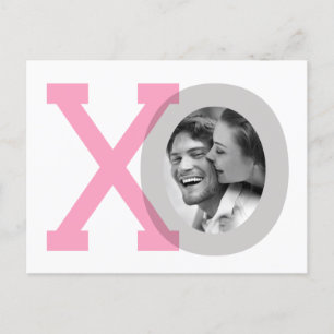 XO Grey Roze Huwelijk Bewaar Datum Foto Ansichtkaa Aankondigingskaart